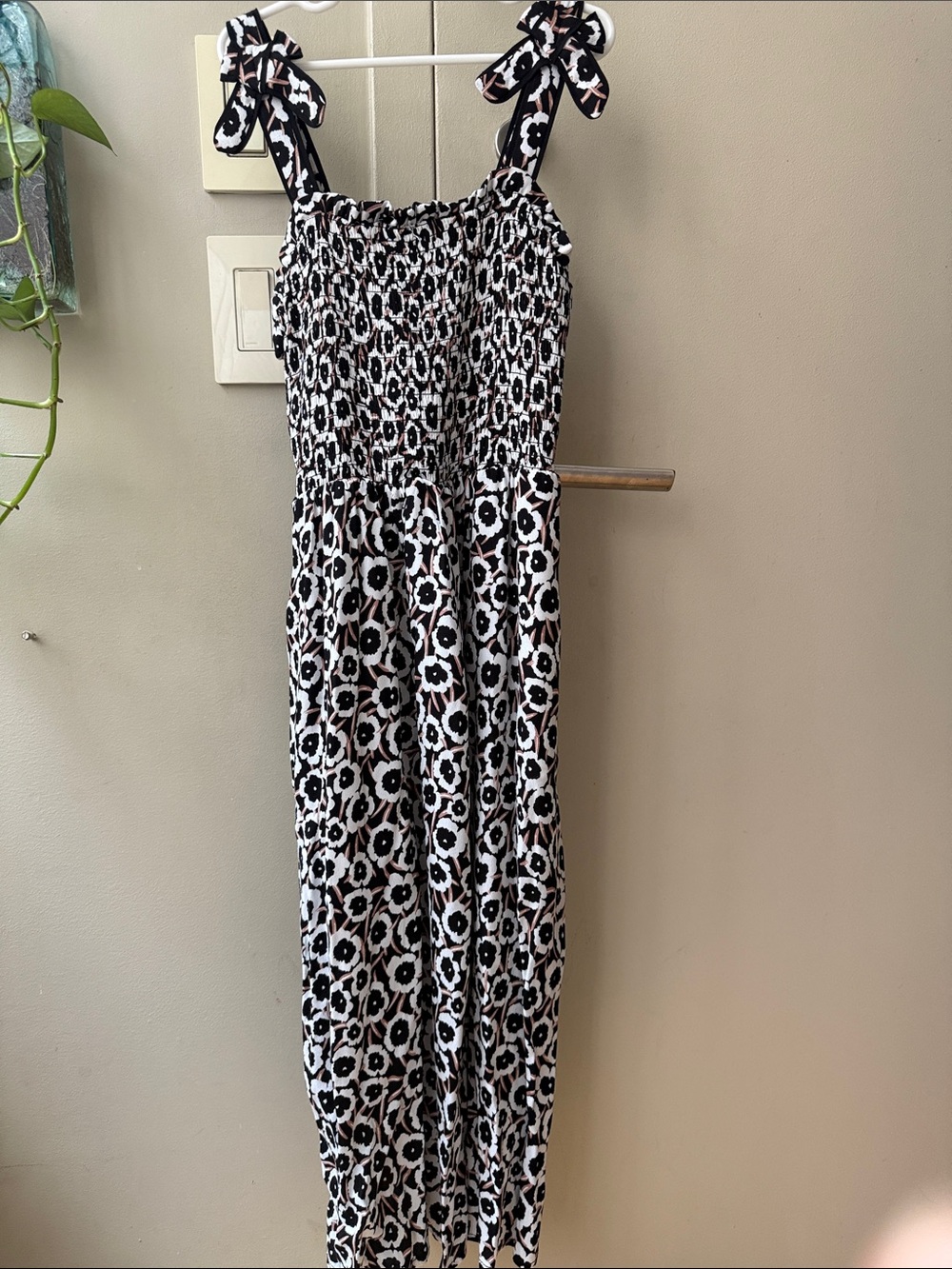 Children’s Diane Von Furstenberg Black and White Floral Tie-Shoulder Jumpsuit